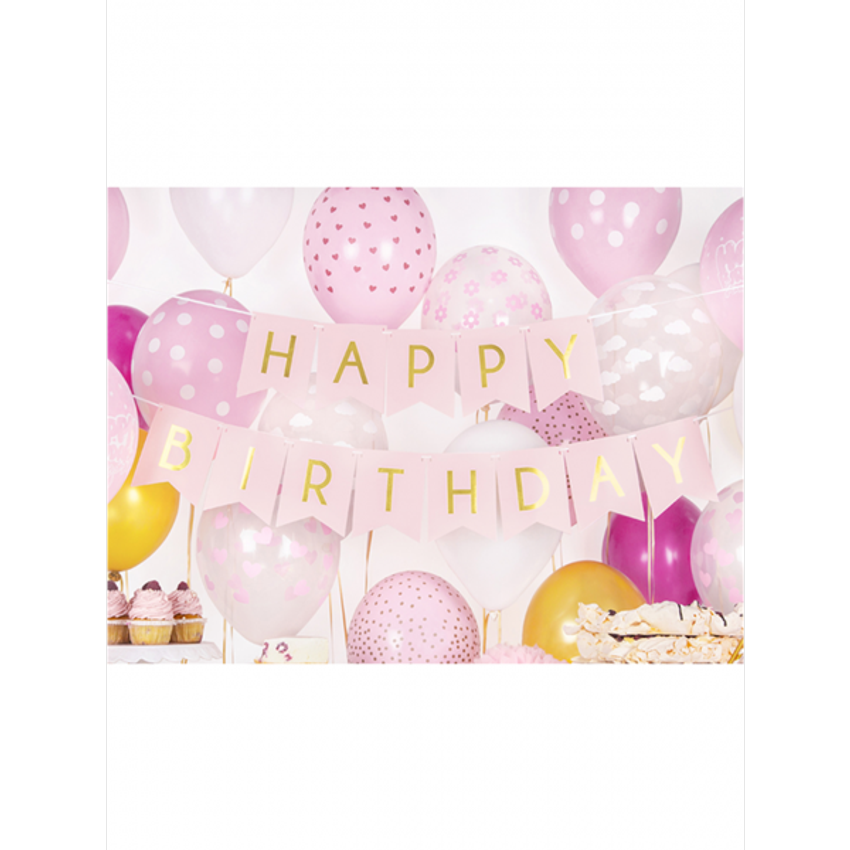1 Bannergirlande - Happy Birthday - Rosa