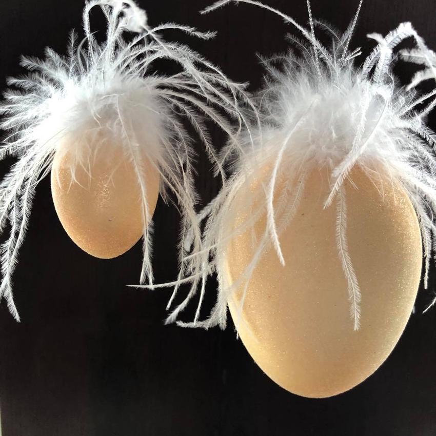 Osterei mit Federn, Apricot 8x12﻿