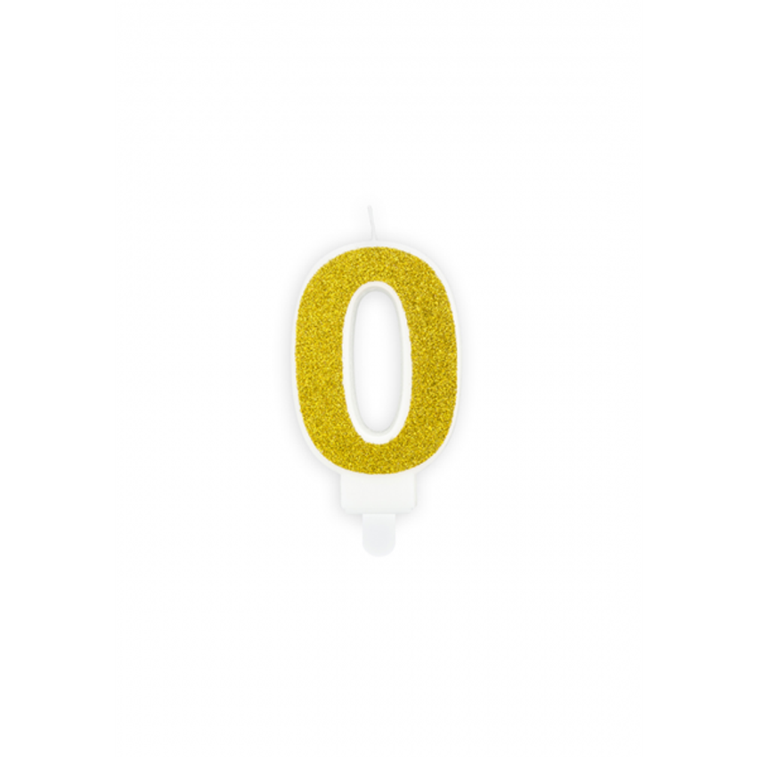 1 Kuchenkerze - Zahl 0 - Gold