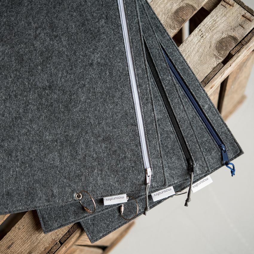 Grey music bag - slim model / Graue Notentasche - flaches Modell aus Designfilz