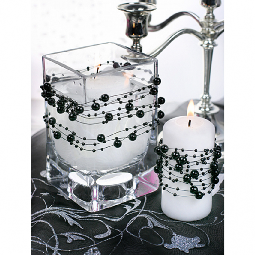 1 Perlengirlande - 1,3m - Schwarz