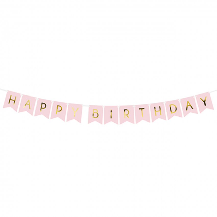 1 Bannergirlande - Happy Birthday - Rosa