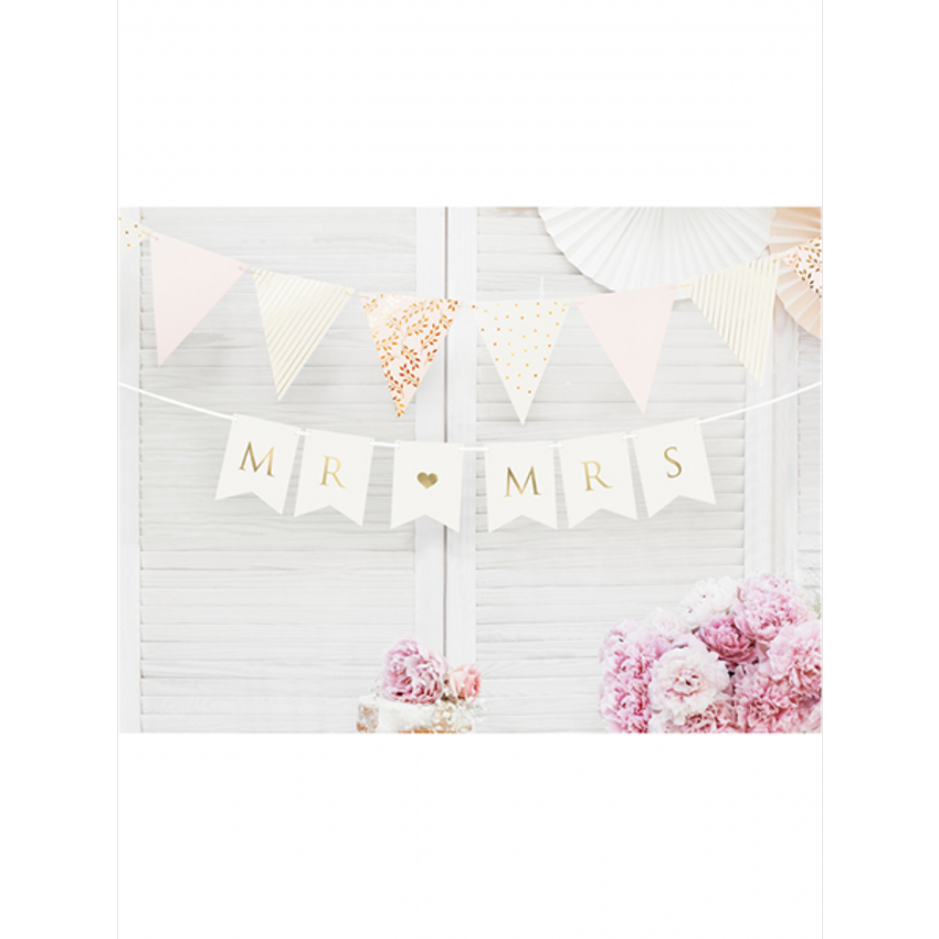 1 Bannergirlande - Mr & Mrs - Weiß