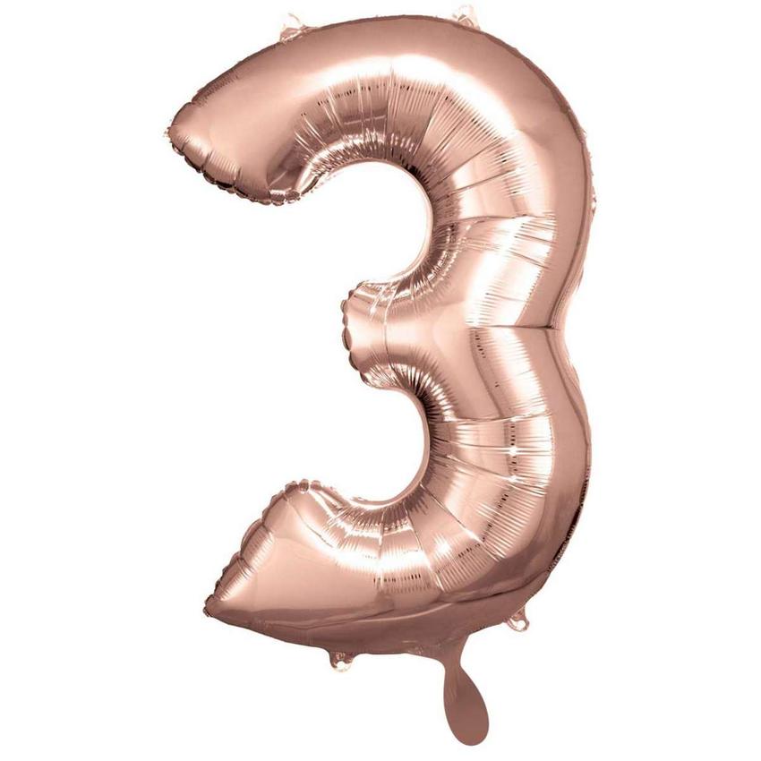  1 Ballon XXL - Zahl 3 - Rosegold