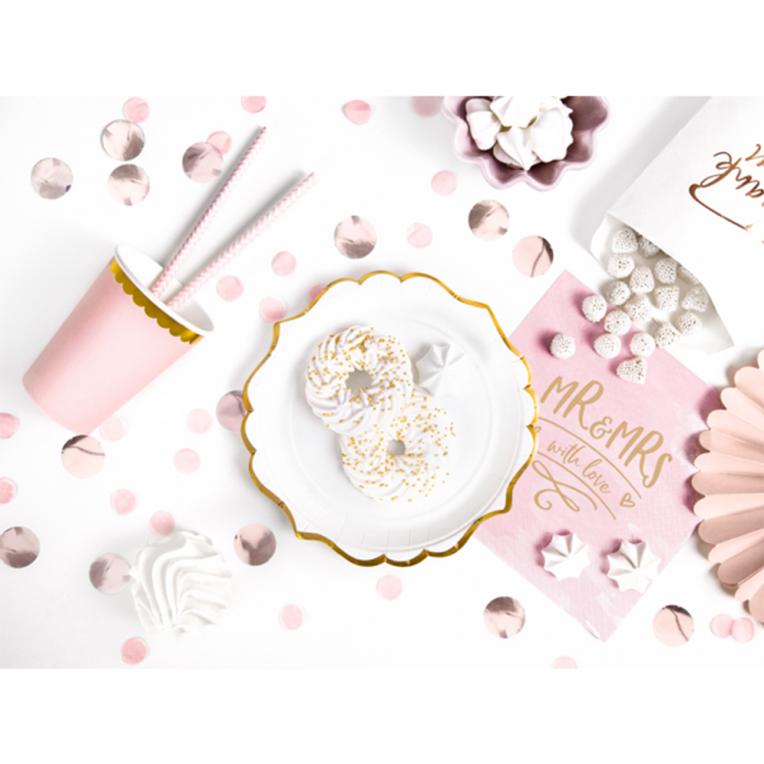 6 Pappteller Trend - Ø 18cm - Weiß & Gold