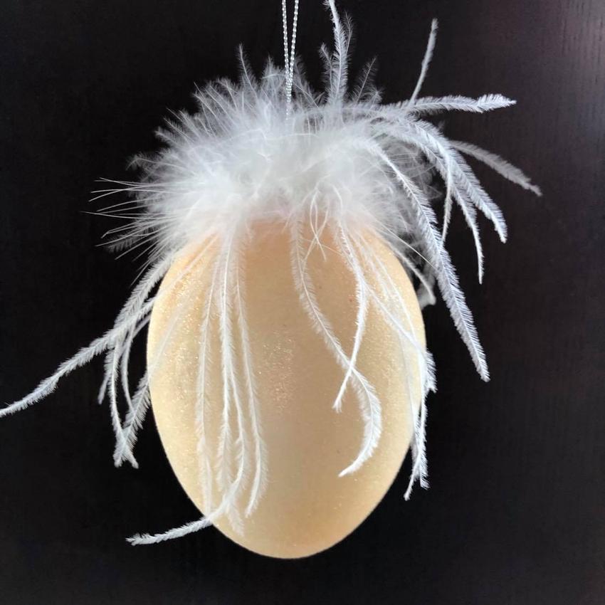 Osterei mit Federn, Apricot 8x12﻿