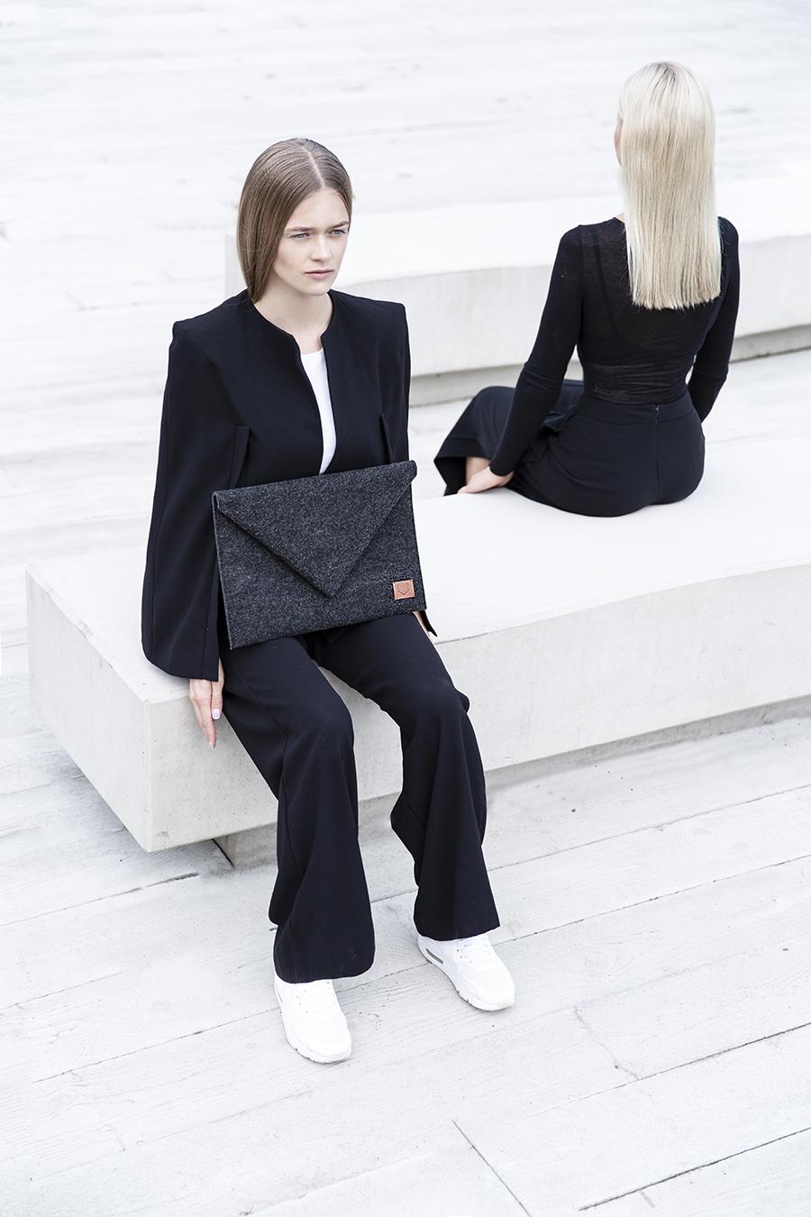 Laptoptasche Damen Filz grau