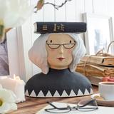 Baden Ladykopf mit Brille und Buch 25 cm