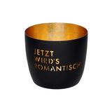 Madras, Windlicht, M, Motiv: Jetzt wird's romantisch, schwarz/gold