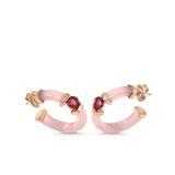 Creolen aus Silber mit zentrischem pinkfarbenem Zirkonia-Detail