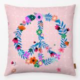 Kissen peace mit Blumen 50x50cm 