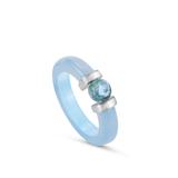 RINGDESIGN IN SILBER MIT ZENTRALEM AQUAMARIN-ZIRKON-DETAIL