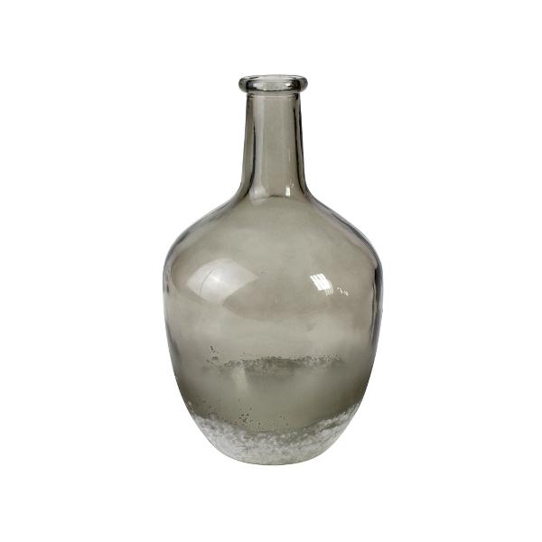 Vase bauchig gefrostet grau