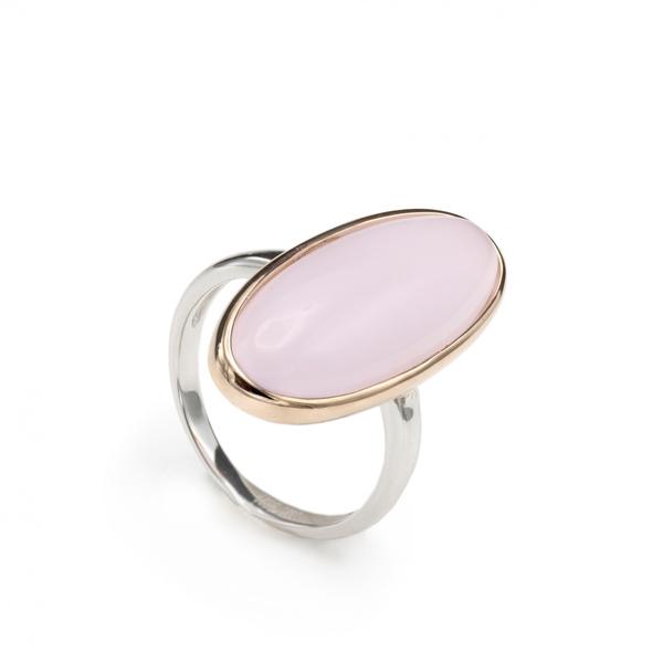 EDELSTEINRING IN SILBER MIT GROßEM OVALEN MOTIV IN ROSA