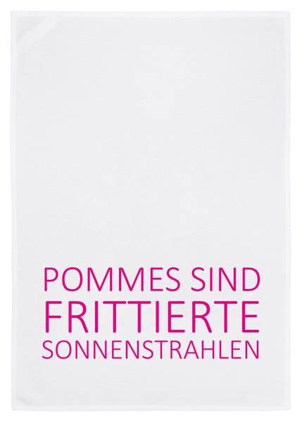 17;30 Hamburg Geschirrtuch weiss, Geschirrtuch weiss, POMMES SIND FRITTIERTE SONNENSTRAHLEN, pink