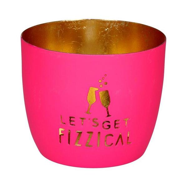 Madras, Windlicht, M, Motiv: Let´s get fizzical, hot pink/gold