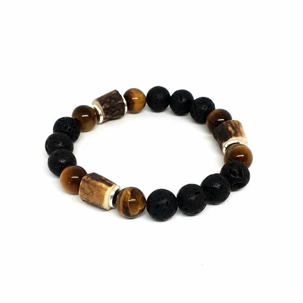 Hornperlen Armband "Lava Stones" 