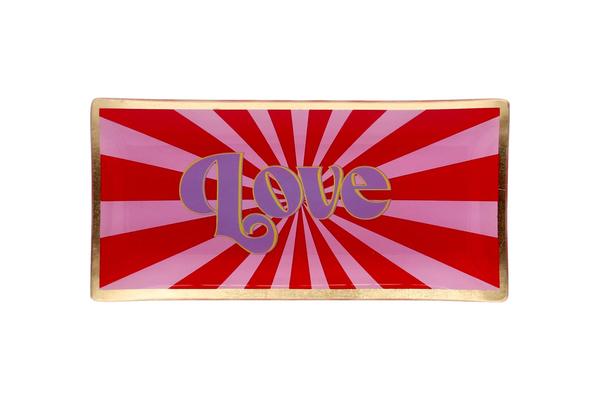 Love Plates, Glasteller L , Motiv: Love, rosa/rot