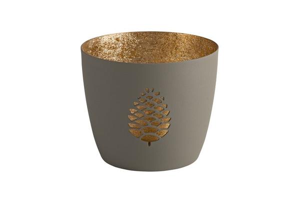 Madras, Windlicht, M, Motiv: Tannenzapfen, flannel/gold