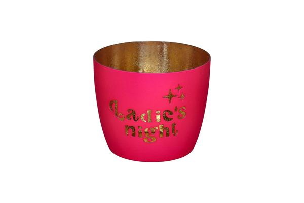 Madras, Windlicht, M, Motiv: Ladies night, hot pink/ gold