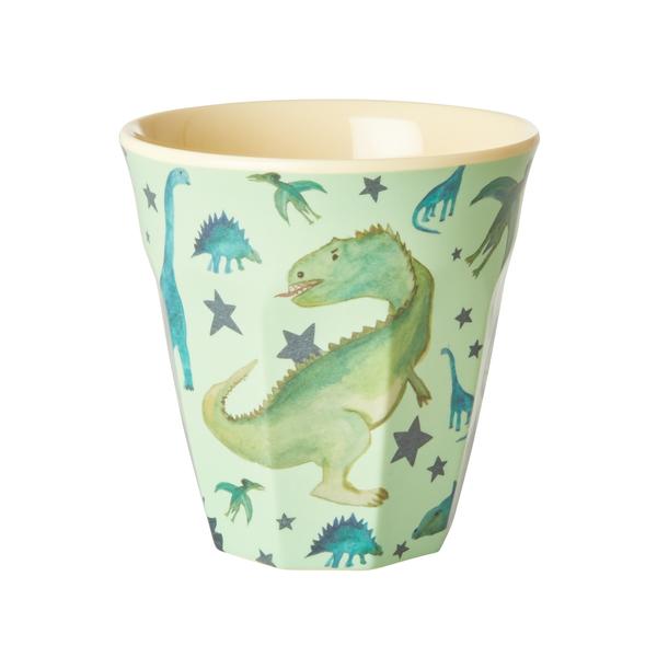 Mittelgroßer Melamin Becher - Salbeigrün - Dinosaurs Print