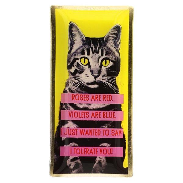 Love Plates, Glasteller L, Motiv: Katze, gelb