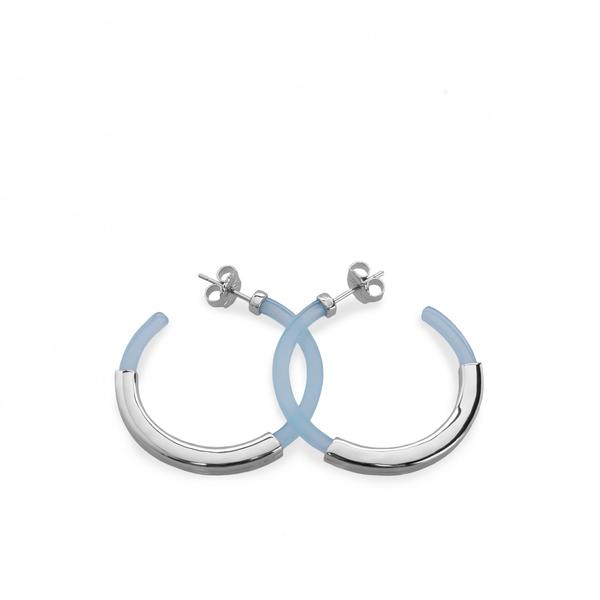 GROSSE CREOLEN IM SILBER-BLAUEN HARZ-DESIGN