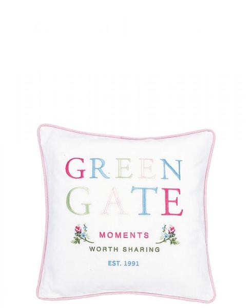 Greengate Kissenhülle Baumwolle bestickt GREENGATE MOMENTS WHITE  40X40CM