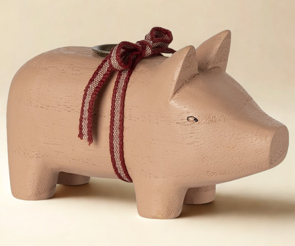 Maileg Kerzenständer aus Holz, Schwein, Klein - Rosa