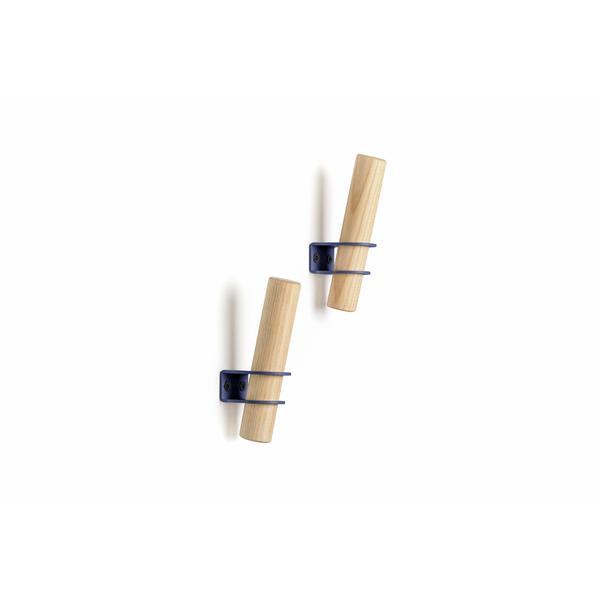 Wandhaken Holz & Metall blau für Garderobe