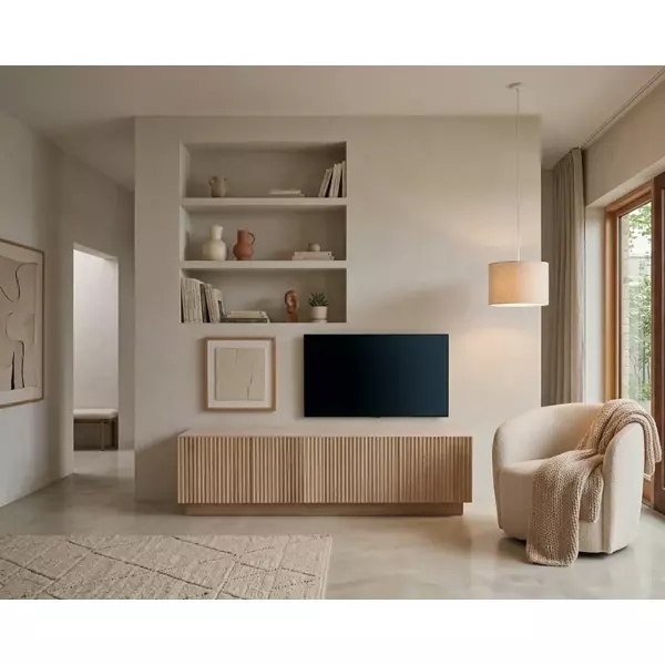 TV - Schrank RIFF - 145cm - Eiche furniert mit geriffelten Türfronten