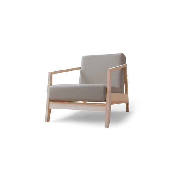 Loungesessel in Holz/grau - skandinavischer Design Sessel COMFY mit gemütlicher Polsterung
