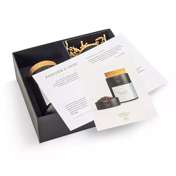 Edles Gewürz-Geschenkset mit Pfeffer und Mühle - zu Weihnachten, Firmenevents und mehr