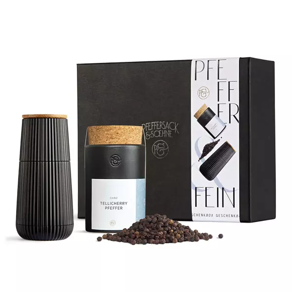 Edles Gewürz-Geschenkset mit Pfeffer und Mühle - zu Weihnachten, Firmenevents und mehr