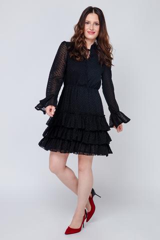 Hochgeschlossenes Minikleid mit Rüschen