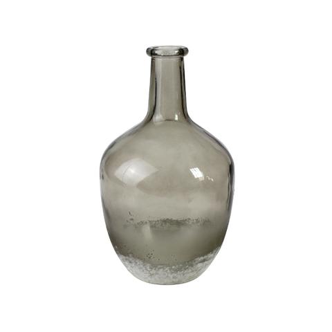 Vase bauchig gefrostet grau