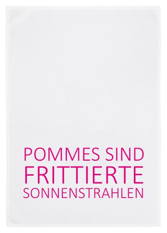 17;30 Hamburg Geschirrtuch weiss, Geschirrtuch weiss, POMMES SIND FRITTIERTE SONNENSTRAHLEN, pink