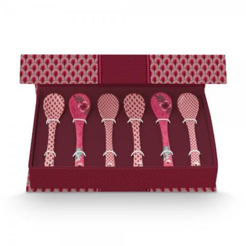 Geschenkset Teelöffel Oriental Flower Festival Dark Pink 13cm