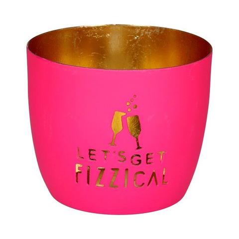 Madras, Windlicht, M, Motiv: Let´s get fizzical, hot pink/gold