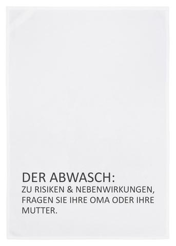 Geschirrtuch grau, DER ABWASCH KANN WARTEN..., weiss
