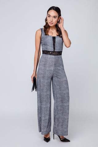 Jumpsuit mit Spitze und weitem Bein