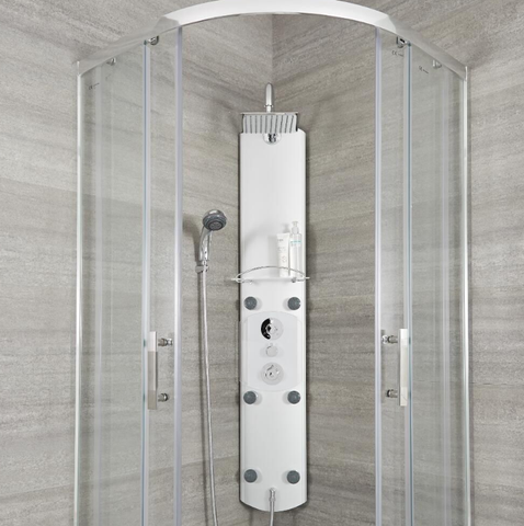  Duschpaneel mit Thermostat - aus Aluminium, für Eckmontage und Wandmontage1