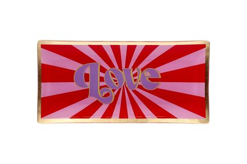 Love Plates, Glasteller L , Motiv: Love, rosa/rot