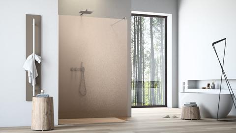Duschwand 80 cm Silber Crashglas Bronze – Schröder Walk-In Duschwand aus 12,8 mm VSG Sicherheitsglas