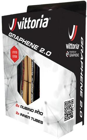 VITTORIA Rubino Pro IV Faltreifen G2.0 TwinPack 2er Set 28-622 Tan + Competition Schläuche