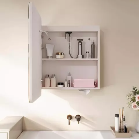 LED Spiegelschrank 55 × 70 cm mit Beleuchtung, Anti-Beschlag & Steckdose