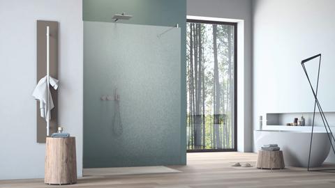Duschwand 80 cm Silber Crashglas Klar – Schröder Walk-In Duschwand aus 12,8 mm VSG Sicherheitsglas
