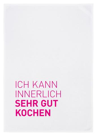 Hamburg 17;30 Geschirrtuch weiß, Ich kann innerlich sehr gut kochen