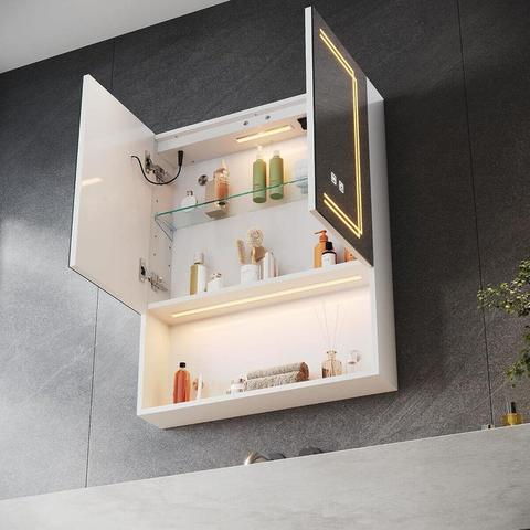 LED Spiegelschrank 60 × 75 cm mit Beleuchtung, Anti-Beschlag & Steckdose