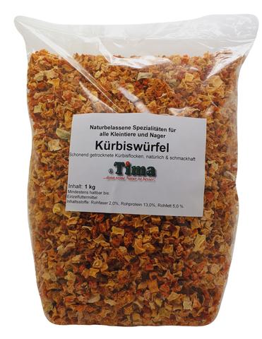 ®Tima Kürbiswürfel 1 kg – getrockneter Kürbis für Kaninchen & Nager